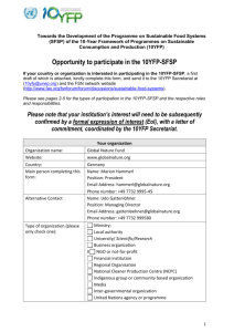 Opportunity to participate in the 10YFP-SFSP