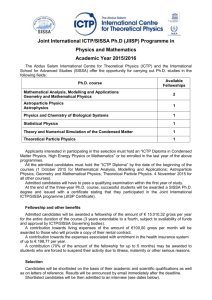 Joint International ICTP/SISSA Ph.D (JIISP) Programme in Physics