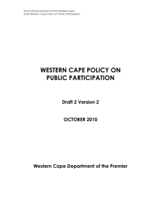 WESTERN CAPE POLICY ON PUBLIC PARTICIPATION