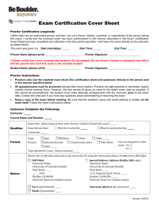 Exam Certification Cover Sheet - Be Boulder Anywhere