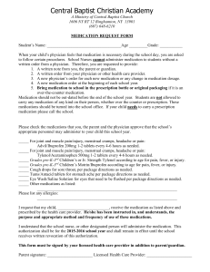 Medication REQUEST Form - Central Baptist Christian Academy