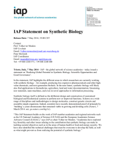 IAP Synthetic Biology Press release