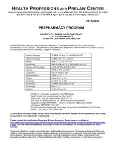 2015-2016 prepharmacy program - Health Professions and Prelaw