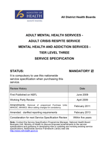 Adult Crisis Respite - Nationwide Service Framework Library