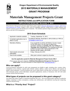 Materials Management Project Grant