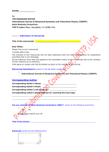 Paper Submission Cover Letter, IJRSTP, USA DATED: ______ To