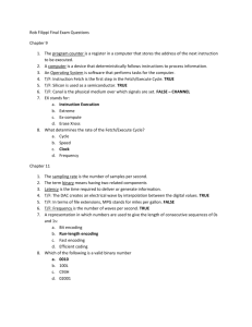 Rob Filippi Final Exam Questions Chapter 9 The program counter is