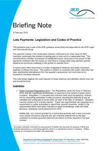 Late Payments: Legislation and Codes of Practice