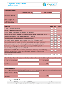 Corporate Safety - Hot Work Permit Form