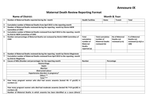 Annexure-IX Maternal Death Review Reporting Format Name of