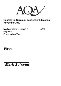 November 2012 Paper 1 Mark Scheme