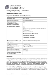 Programme title: MSc Mechanical Engineering