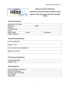 MA(HE) Student Profile Form National Institute of Education