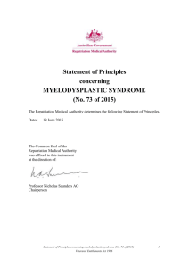 myelodysplastic syndrome - Repatriation Medical Authority