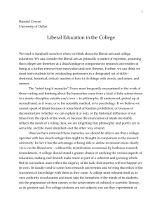 Liberal Education in the College - Association for Core Texts and