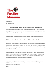 Ann Widdicombe to host coffee morning at The Fusilier Museum