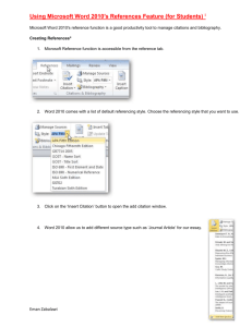 Using Microsoft Word 2010 Referencing made easy