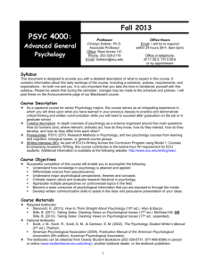 PSYC 4000: Advanced General Psychology