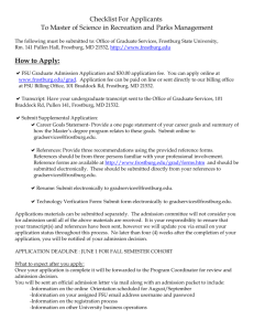 Checklist for Applicants - Frostburg State University