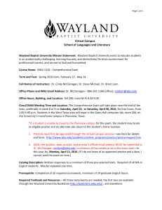 Comprehensive Exam - Wayland Baptist University