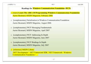 Readings for Windows Communication Foundation (WCF)