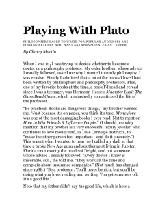 Playing With Plato article