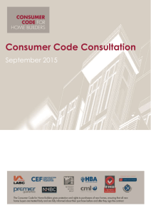 September 2015 - Consumer Code for Home Builders