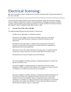 Electrical licensing: RE: Electrical Installation, Repair and