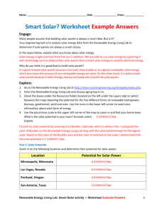 Smart Solar Worksheet Example Answers