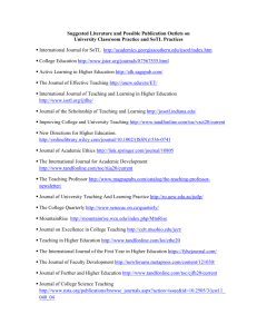 Journal list on classroom practices