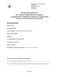 Environmental Review for Activity/Project that is
