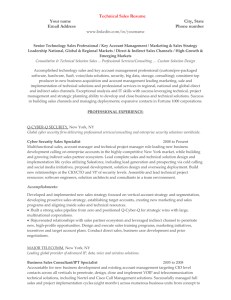 Sample resume for a Technical Sales Position.