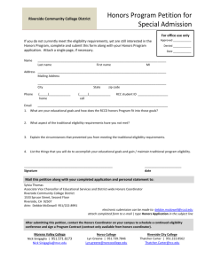 Honors Program Petition for Special Admission