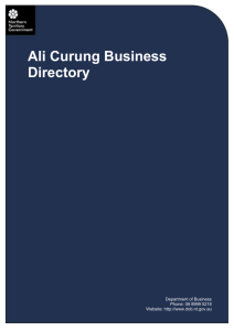 Ali Curung Business Directory - Department of Business