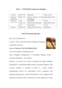Part I. ICMS 2015 Conference Schedule