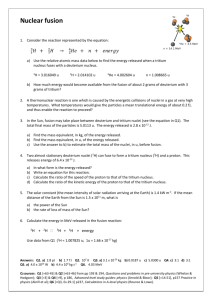 Nuclear fusion worksheet with answers.