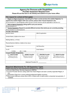 Provider Expansion Request Form