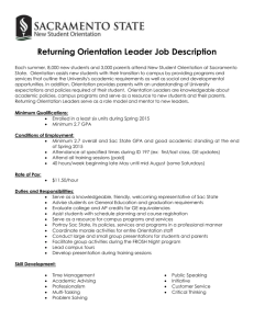 Returning Orientation Leader Job Description