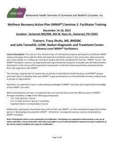 (WRAP®) Seminar 2- Facilitator Training December 14-18
