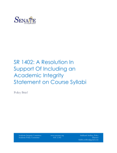 SR 1402: A Resolution In Support Of Including an Academic Integrity