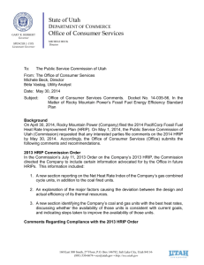 Comments from OCS - Utah Public Service Commission