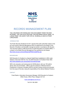 Records Management Plan - NHS Education for Scotland