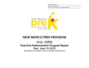 CYFD EOY Administrative Program Report 2014