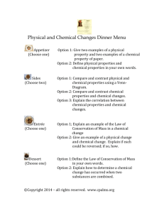 Physical and Chemical Changes Dinner Menu