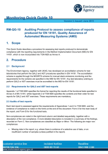Auditing Protocol to assess compliance of reports produced