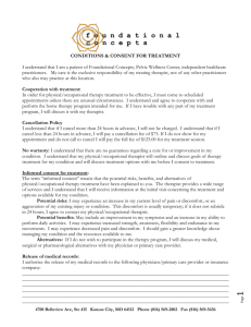 CONDITIONS & CONSENT FOR PHYSICAL THERAPY