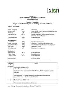 MINUTES IXION HOLDINGS (CONTRACTS) LIMITED BOARD