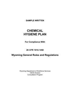 Chemical Hygiene Plan - Wyoming Department of Workforce Services