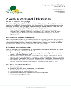 A Guide to Annotated Bibliographies