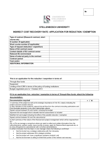Application form for reduction/exemption of Indirect Cost Recovery